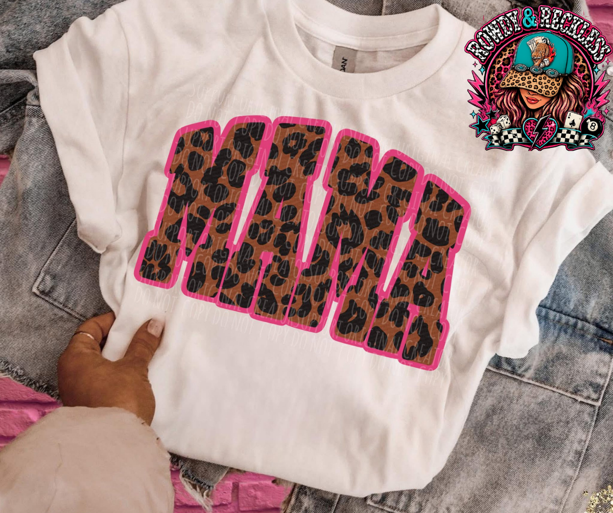 Pink outline cheetah mama