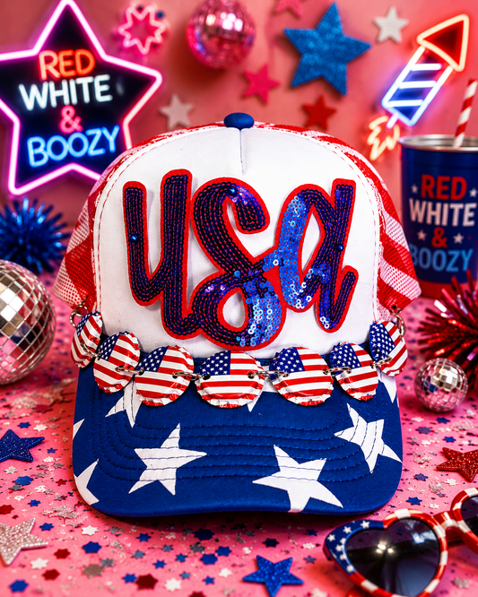 USA Sequin Patriotic Trucker Hat 🇺🇸✨